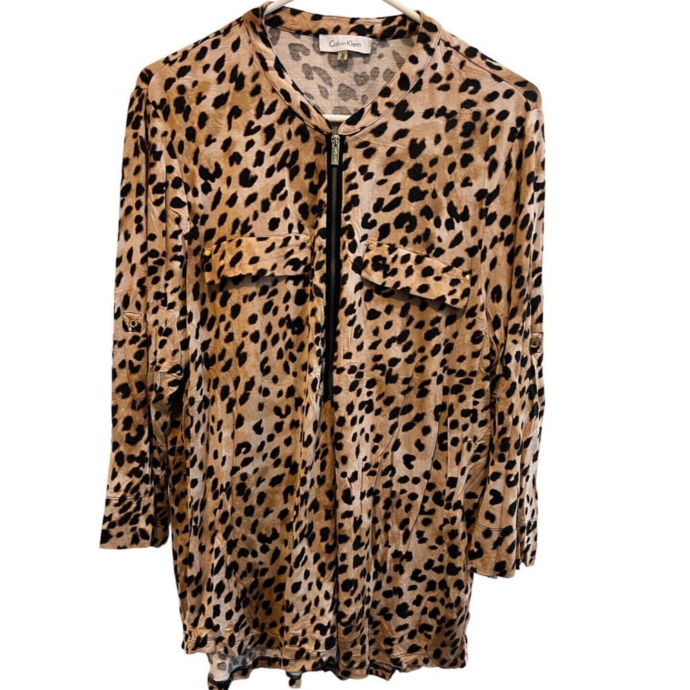 Calvin Klein Women's Long Sleeve Zip Top Shirt - XL Extra Large